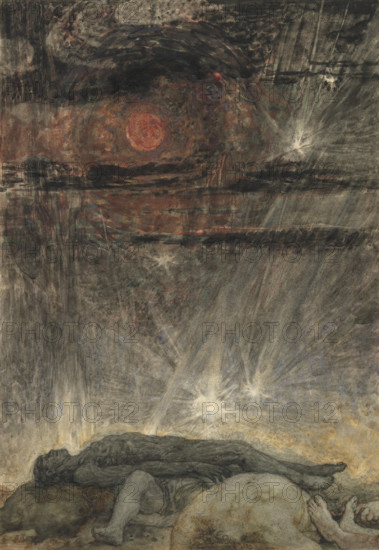 and the sun became black as sackcloth, the full moon became like blood. (Revelation 6:12-13), 1910. Creator: Stock, Henry John (1853-1930).