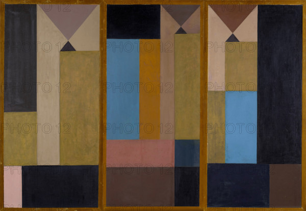 Triptych. Vertical-Horizontal Composition with Reciprocal Triangles, c1918. Creator: Taeuber-Arp, Sophie (1889-1943).