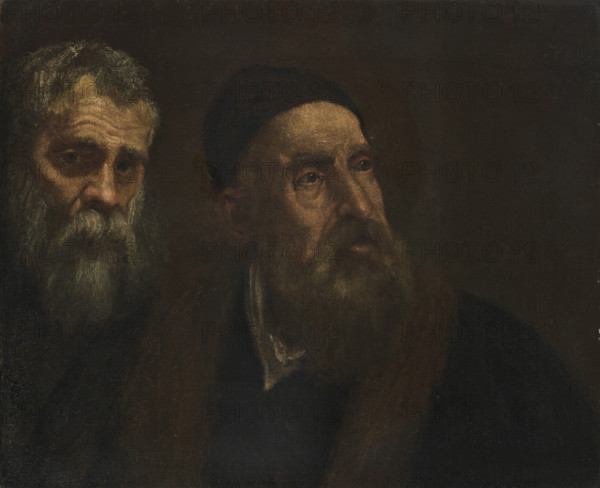 Double portrait of Jacopo Tintoretto (1518-1594) and Titian (1488-1576). Creator: Tintoretto, Domenico (1560-1635).