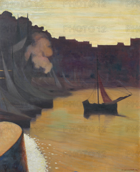 Corner of the harbor in the evening, 1914. Creator: Vallotton, Felix Edouard (1865-1925).