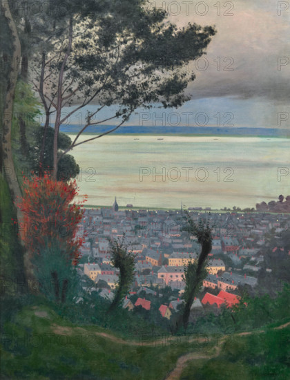 View of Honfleur in the evening, 1912. Creator: Vallotton, Felix Edouard (1865-1925).