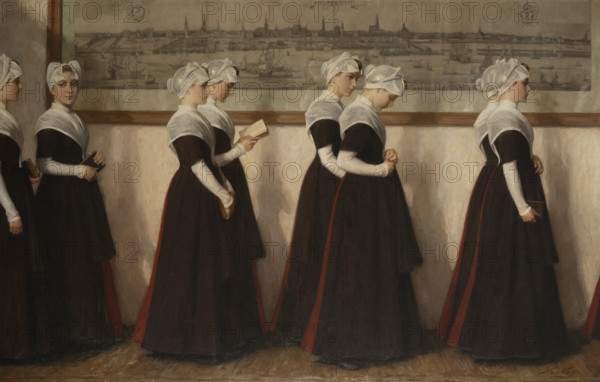 Amsterdam orphan girls going to church. Creator: Waay, Nicolaas van der (1855-1936).