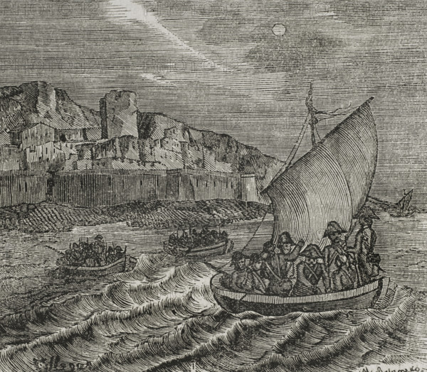 Salvation of French emigrants in Collioure, 1851.  Creator: Unknown.