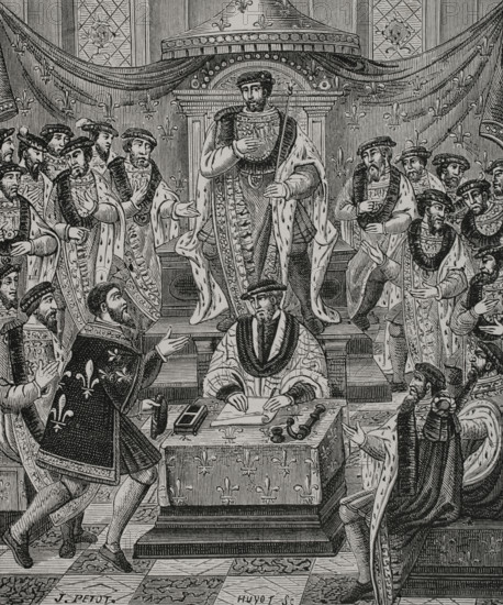 Reception of a knight of the Order of Saint Michael, French military order ..., 1469-70, (1877). Creators: J Petot, Jules Jean Marie Joseph Huyot.