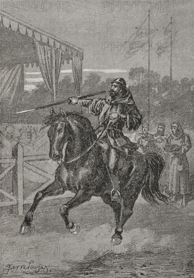 Peter III of Aragon in the arena at Bordeaux , 1283, (1890).  Creator: Joan Serra y Pausas.