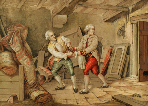 The Prince of Peace guided by a faithful servant, Mutiny of Aranjuez, (17-19 March 1808), 1881. Creator: Unknown.