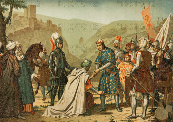 Taking of Loja by King Ferdinand the Catholic, (1452-1516), in 1486, Granada War, (1482-1492), 1890. Creator: Unknown.