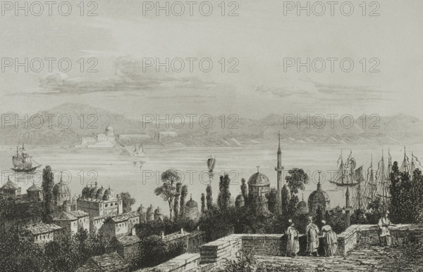 View of Pera, suburb where the Armenians live, Constantinople, (Istanbul), Turkey, 1838. Creator: Victor-Marie-Felix Danvin.