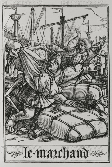 The Merchant from "The Dance of Death", 1538, (1877).  Creator: Unknown.