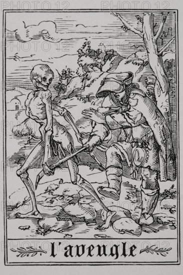 The Blind Man from "The Dance of Death", 1547, (1877).  Creator: Unknown.