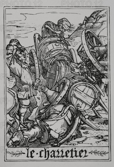 The Waggoner from "The Dance of Death", 1547, (1877).  Creator: Unknown.