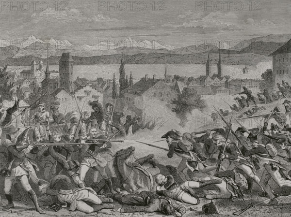 French Revolutionary Wars: Second Coalition (1709-1802) - "Battle of Zurich", 1799 (1879).  Creator: Unknown.
