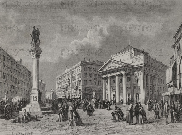 Stock Exchange Square, Trieste, Italy. 1879.  Creator: Pierre Eugene Grandsire.