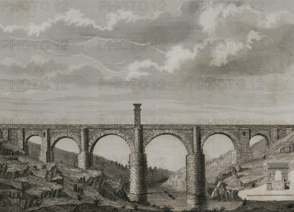 Alcántara Bridge, Extremadura, Spain, 1852.  Creator: Unknown.