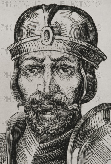 Roderick, (Rodrigo), last Visigothic king, (710 to 711), 1853.  Creator: Unknown.