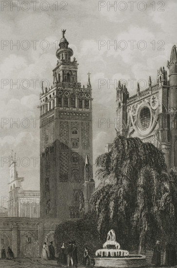 The Cathedral with the Giralda, Seville, Andalusia, Spain, 1853.  Creator: Unknown.