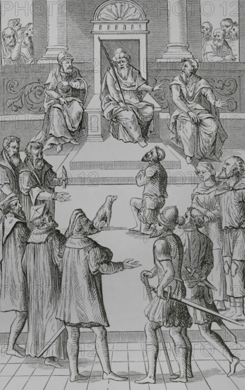 Confession for amends before the tribunal, 1556, (1878).  Creator: Unknown.