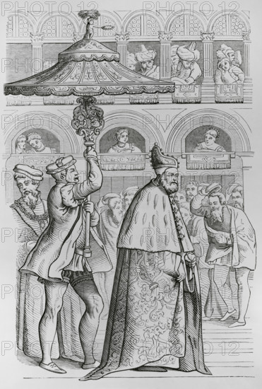 Grand procession of the Doge of Venice, 16th century, (1878). Creator: Unknown.