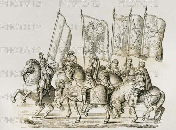 Coronation of Charles V, (1500-1558) as Holy Roman Emperor (1519-1556)...in 1530 (1878). Creator: Unknown.