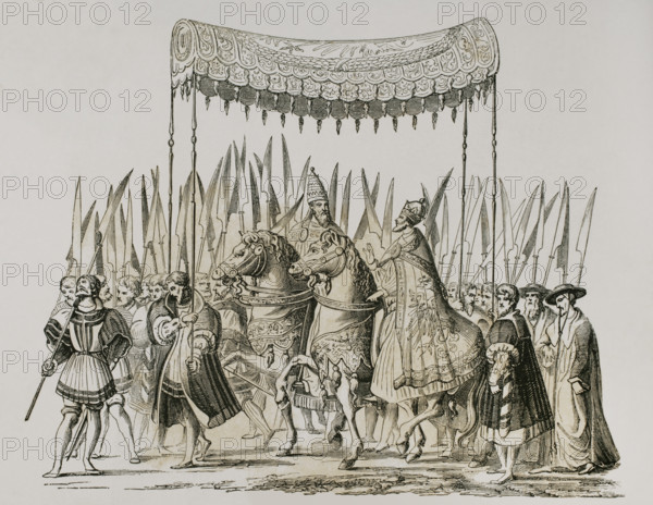 Coronation of Charles V, (1500-1558) as Holy Roman Emperor, (1519-1556)...in 1530, (1878). Creator: Unknown.