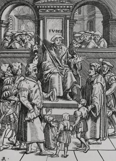 Adoption of orphan children in the Inferior Court of the Great Bailiwick, 1557 (1878). Creator: Unknown.