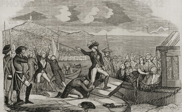 Boarding of the Portuguese Royal Family in the port of Lisbon on 29 November 1807, (1851). Creator: Unknown.