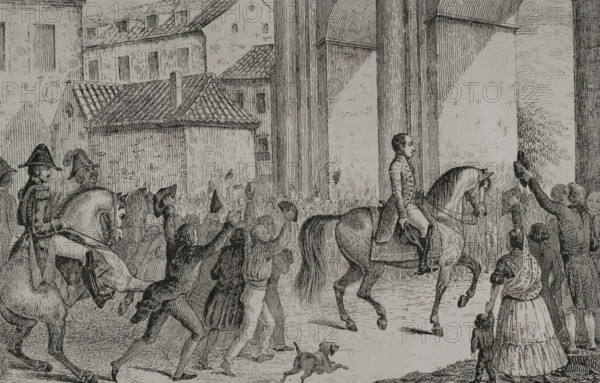 Triumphant entry of Ferdinand VII, (1784-1833) in Madrid, 1808, (1851).  Creator: Unknown.