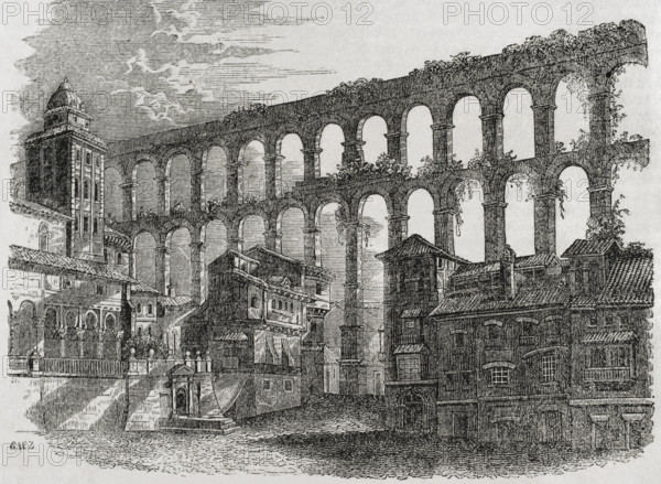 Roman aqueduct, Segovia, Spain, 1852. Creator: Unknown.