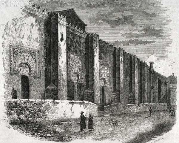 Exterior view of Mosque-Cathedral of Cordoba, Andalusia, Spain, 1852. Creator: Coderch.