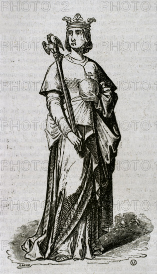 Violant of Hungary, (1215-1251), Queen consort of Aragon and second wife of James I of Aragon, 1852. Creator: Unknown.