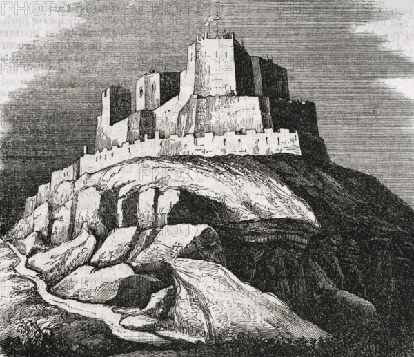 Templar Castle of Monzón, Spain, 1852. Creator: Ildefonso Cibera.