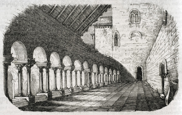 Cloister, Monastery of Santa Maria Real de Las Huelgas, Castile, Spain, 1852.  Creator: Unknown.
