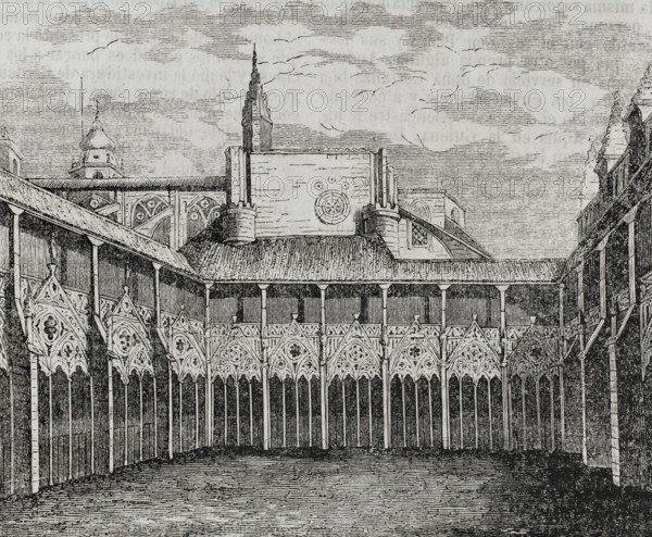 Cloisters of the Cathedral of Pamplona, 13th-14th centuries, Navarre, Spain, 1852. Creator: Ildefonso Cibera.