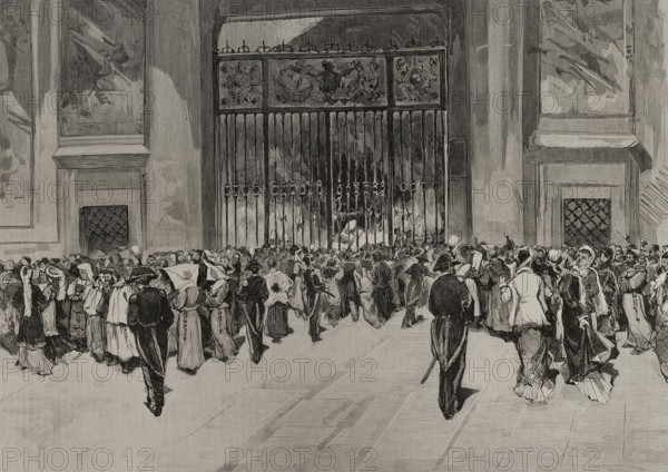 The novendialis ceremonies after the death of Pope Pius IX in Rome, (Italy), 1878. Creator: Bernardo Rico.