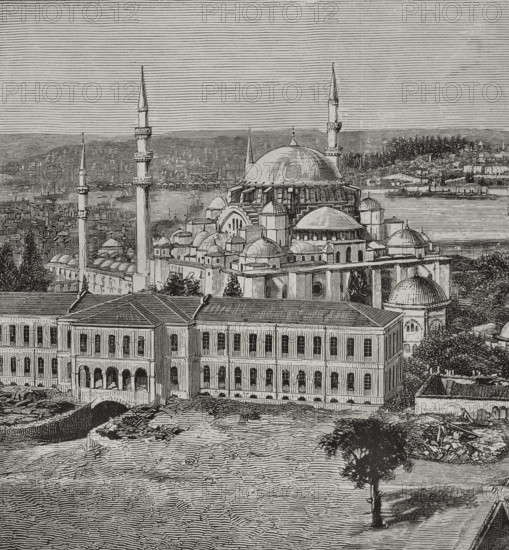 Suleymaniye Mosque designed by architect Mimar Sinan, Istanbul, Turkey, 1878. Ottoman architecture. Creator: Mimar Sinan.