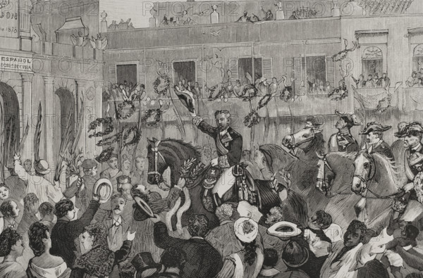 Triumphal entry of Martínez Campos into Havana on June 14, 1878. Creators: Juan Comba García, Andrés Ovejero.