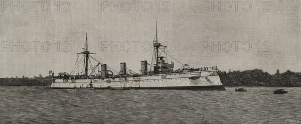 The Imperial German Navy protected cruiser SMS Kaiserin Augusta, (1892-1920), 1898. Creator: Tomás Carlos Capuz.