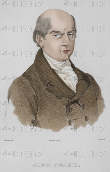 John Adams, (1735-1826), American politician, leader of the American Revolution, 1837, (1850).  Creator: Emile Louis Vernier.