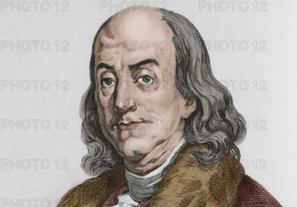Benjamin Franklin, (1706-1790), American scientist, inventor and politician, 1837, (1850). Creator: Augustin François Lemaitre.