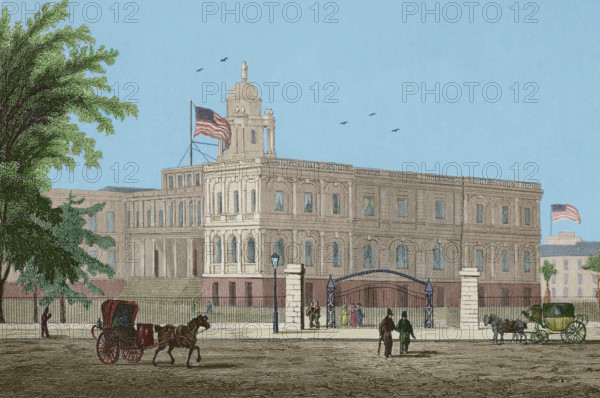 City hall, New York, 1837, (1850).  Creator: Jules Louis Arnout.