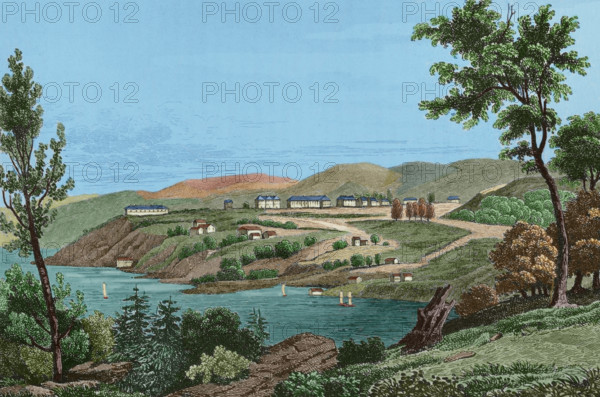 View of West Point, United States, 1837, (1850).  Creator: Jacques Gerard Milbert.