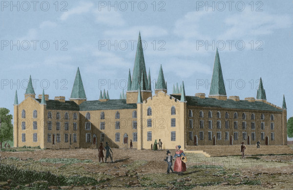 Old Kenyon at Kenyon College, Gambier, Ohio, United States, 1850.  Creator: Traversier.