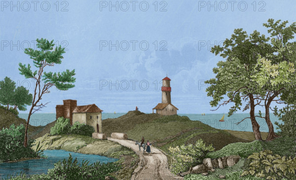 View from Lake Erie, (Great Lakes), United States, 1837, (1850).  Creator: Jacques Gerard Milbert.
