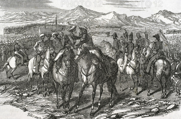 The Embrace of Vergara, (August 31, 1839), 1853.  Creators: Miranda, Bernardo Rico.