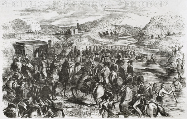 Reception of Ferdinand VII on the River Fluvià  on his return from France, Spain, 1814 (1853).  Creator: Unknown.