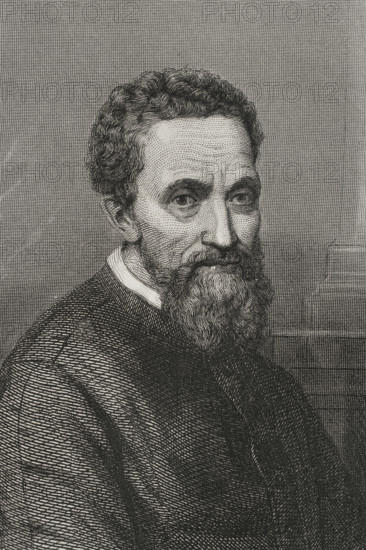 Michelangelo, (Michelangelo Buonarroti), Italian Renaissance painter, architect and sculptor, 1856.  Creator: Charles Geoffroy.