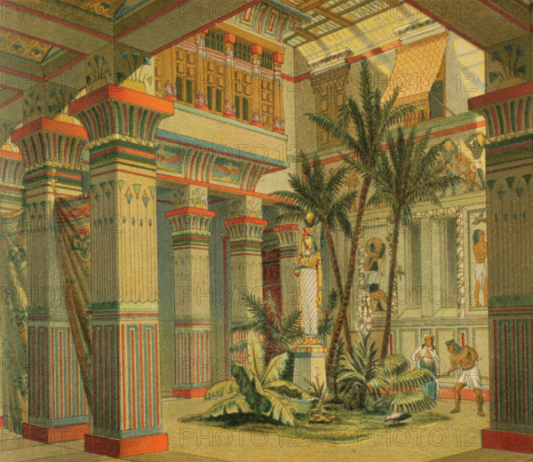 Interior of a room in an Ancient Egyptian house-palace, 1881.  Creator: Unknown.
