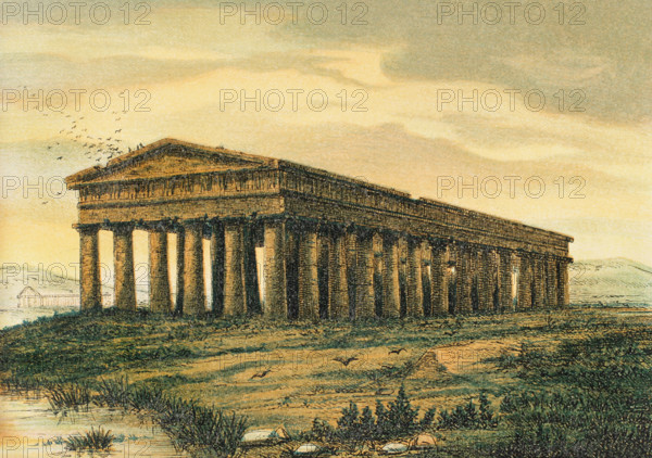 Temple of Neptune, in Paestum, (Greek colony), Magna Graecia, (southern Italy), 1881.  Creator: Unknown.