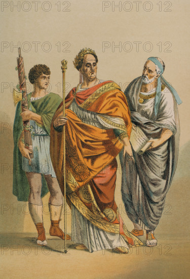 Flamen and his assistants, Ancient Rome, 1882. Creator: Unknown.