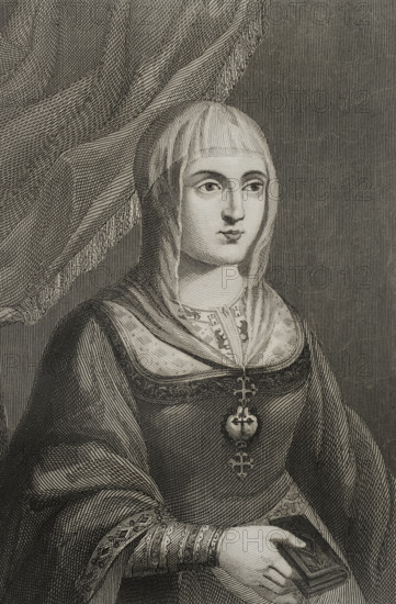 Isabella I, (1451-1504), Queen of Castile, (1474-1504), Queen consort of Aragon..., 1853.  Creator: Antonio Roca Sallent.